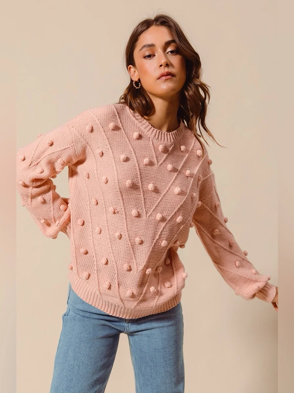 SO ME Pom Pom Textured Knit Sweater Top - Picture 8 of 11